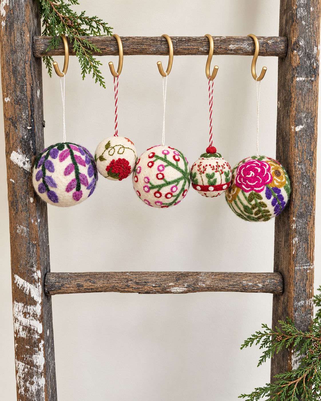 Hand Felted Wool Ball Ornament  - Bouquet