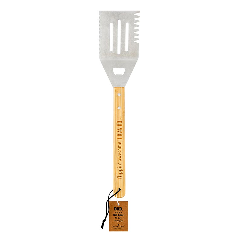 Flippin' Awesome Dad Grill Spatula | Bamboo Handle BBQ Grilling Tool Turner | Father's Day Gift