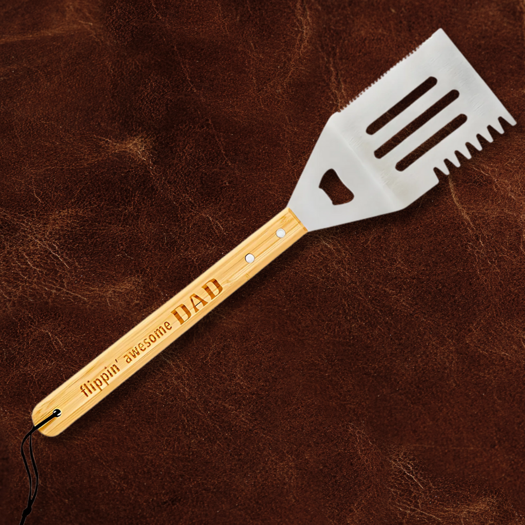 Flippin' Awesome Dad Grill Spatula | Bamboo Handle BBQ Grilling Tool Turner | Father's Day Gift