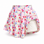 Floral Athletic Skirt with Built-in Undershorts | Pink & Blue Floral Print Skort [Sizes SM-M]