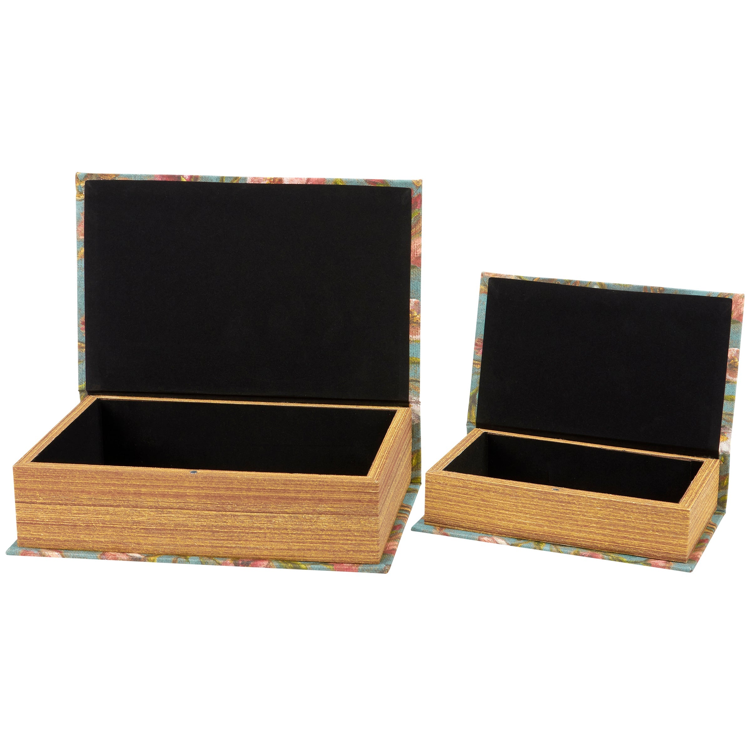 Floral Nouveau Book Box Set Of 2 | Vintage Designs Book Shaped Trinket Storage Box
