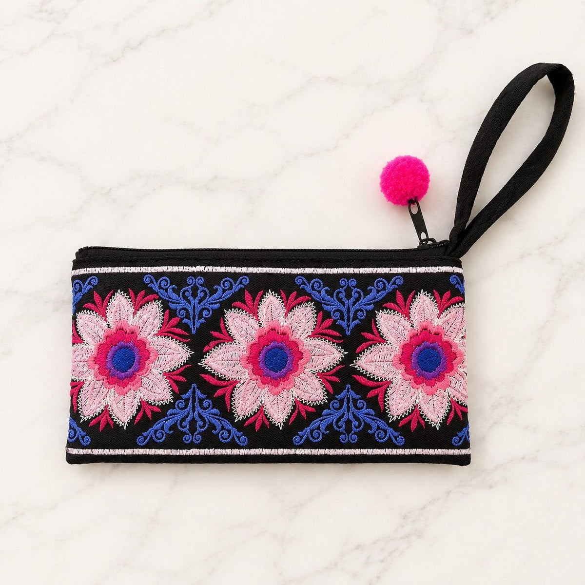Hmong Embroidered Rectangle Small Wristlet Assorted - Thailand