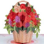 Basket of Roses Pop Up Card - 5"x7" by Paper Love