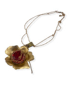 Bronze Rose with Red Swarovski Necklace