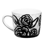 Forever & Always Mug in White with Black Floral Artwork | Giftable Coffee Tea Cup | 15oz by The Bullish Store