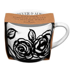 Forever & Always Mug in White with Black Floral Artwork | Giftable Coffee Tea Cup | 15oz by The Bullish Store