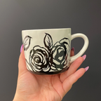 Forever & Always Mug in White with Black Floral Artwork | Giftable Coffee Tea Cup | 15oz by The Bullish Store