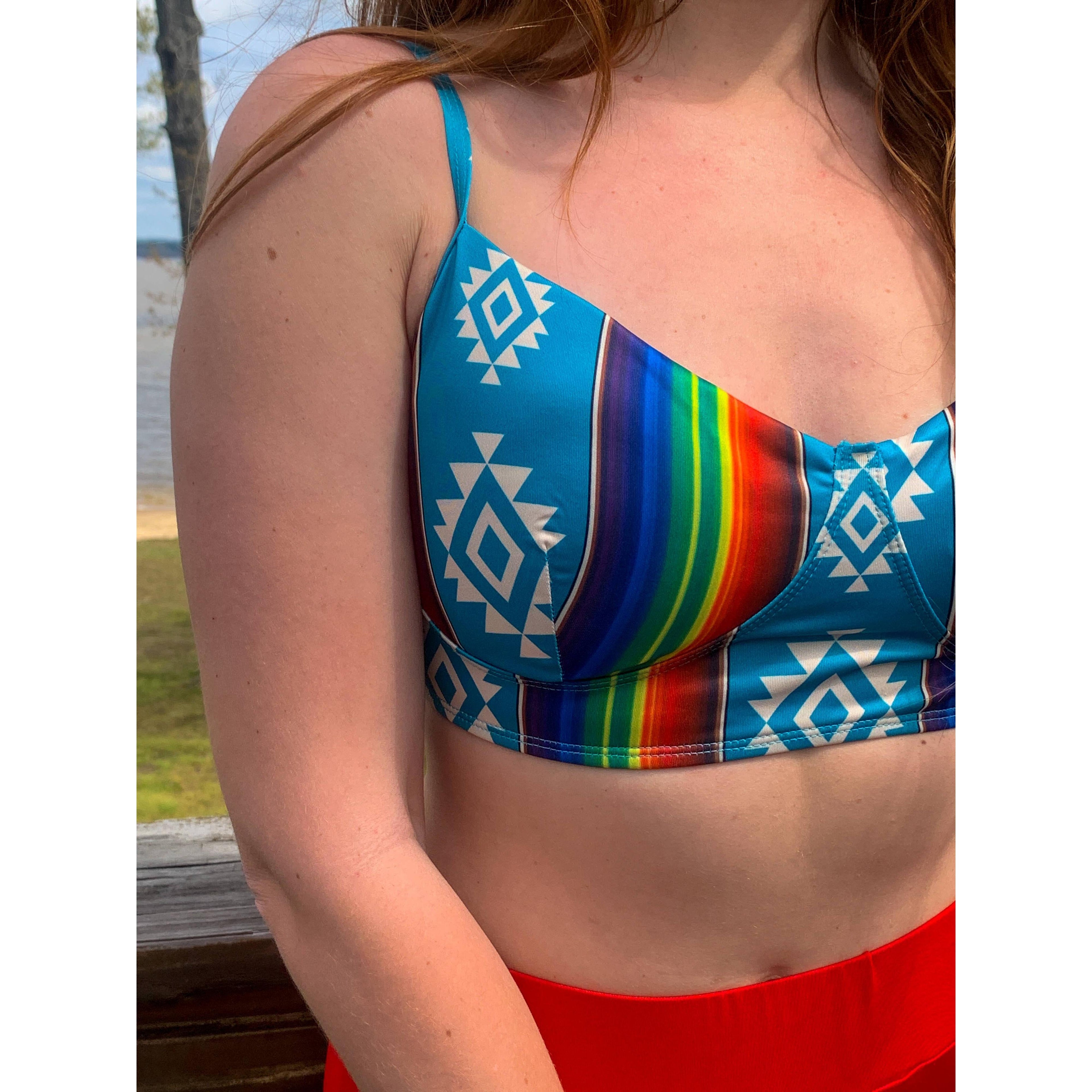 Freeda Spaghetti Strap Bustier Top, Swim, or Athletic Bralette |Serape or Pink Cowgirl [Sizes SM-L]