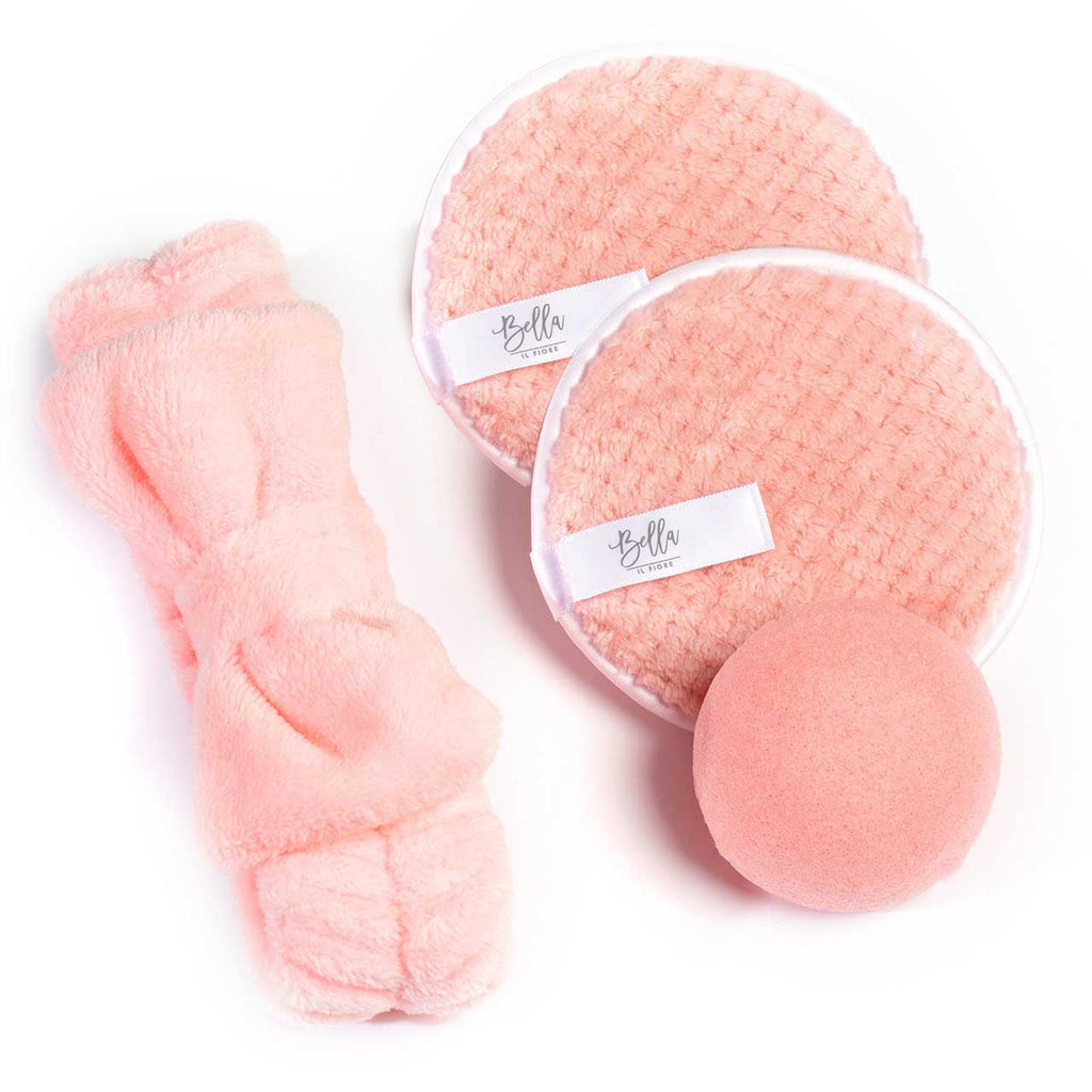 Freshy Face Set in Pink | Bow Headband, Konjac Sponge & Cleansing Pads Face Cleansing Kit Set