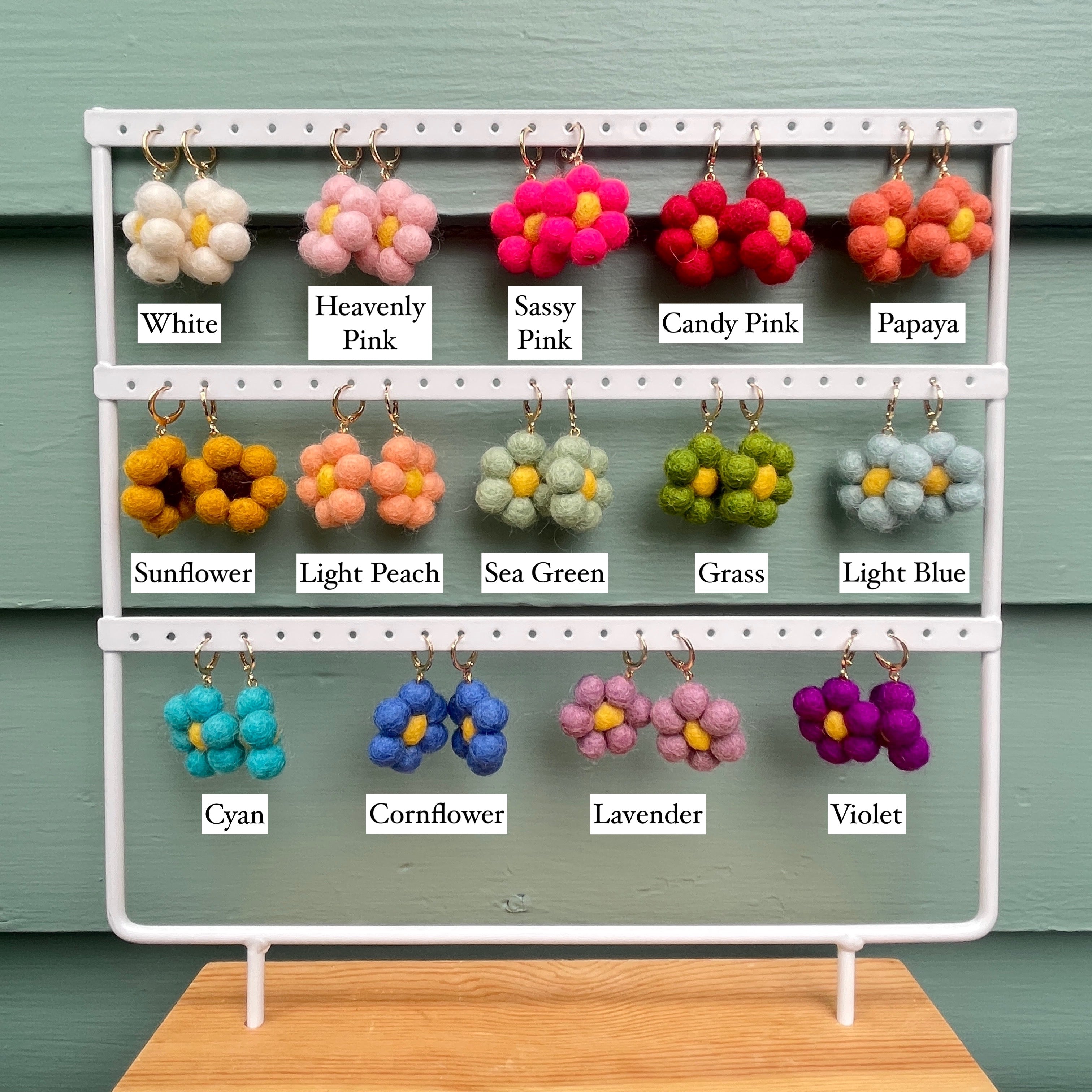 Mini Single Daisy Felt Earrings