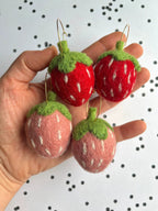 Organic Strawberry Earrings by honeyloomdesigns
