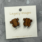 Thanksgiving Turkey & Pie Earrings, Wood Stud Earrings