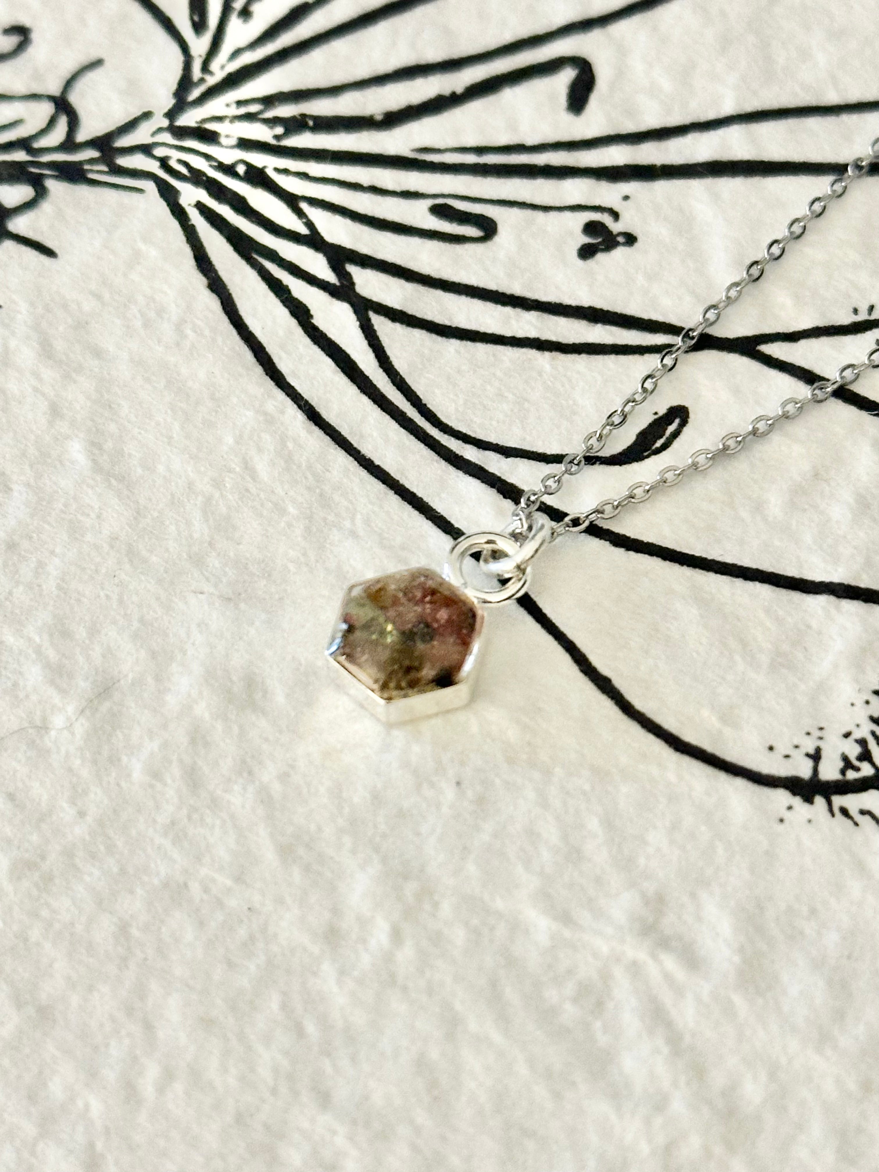 Petite Hexagon Gemstone Necklace