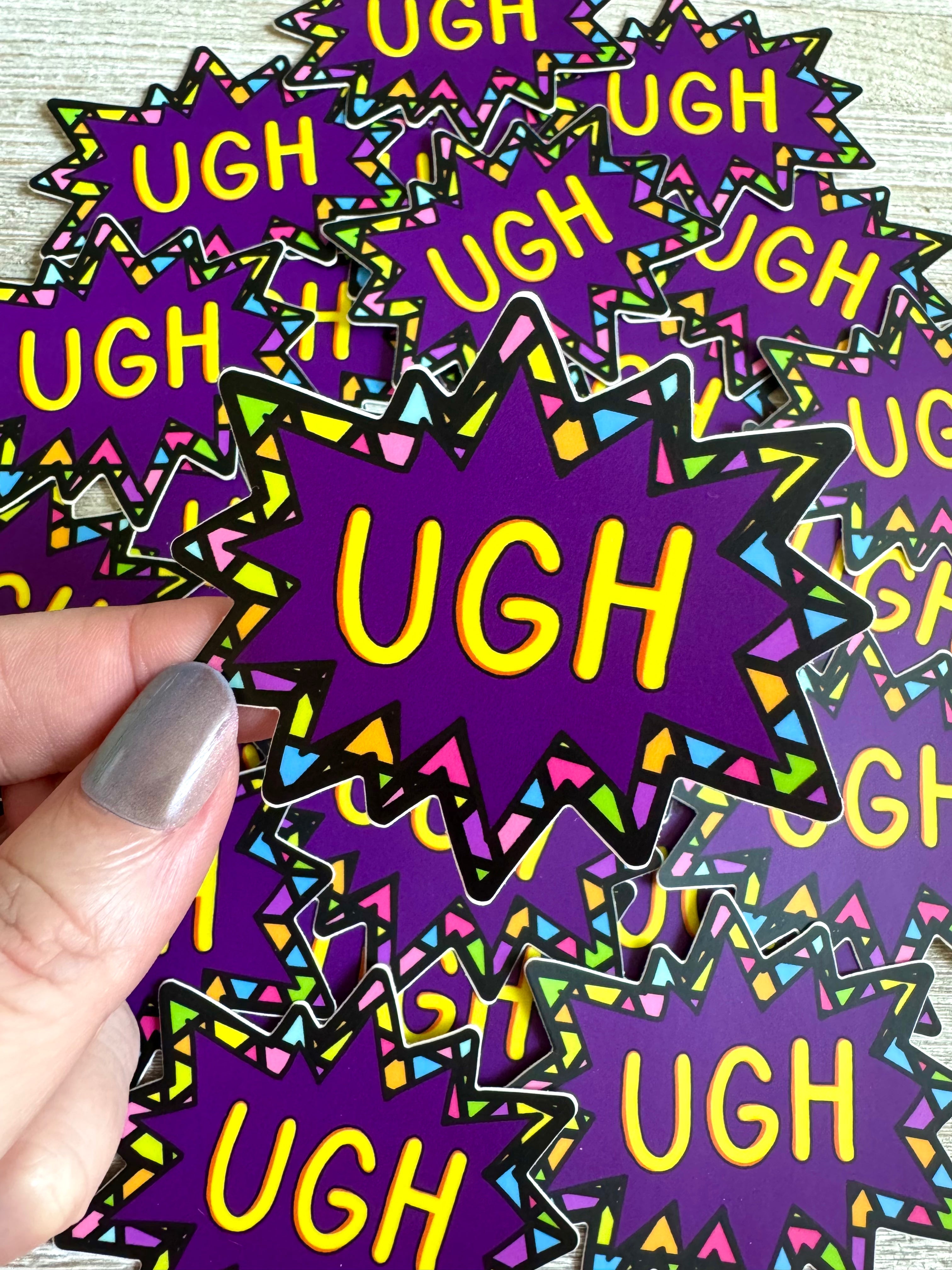 Bespattered Facade UGH! Colorful 90s Nostalgia Pop-Art Style Sticker