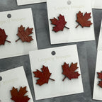 Fall Maple Leaf Earrings, Fall Wood Stud Earrings