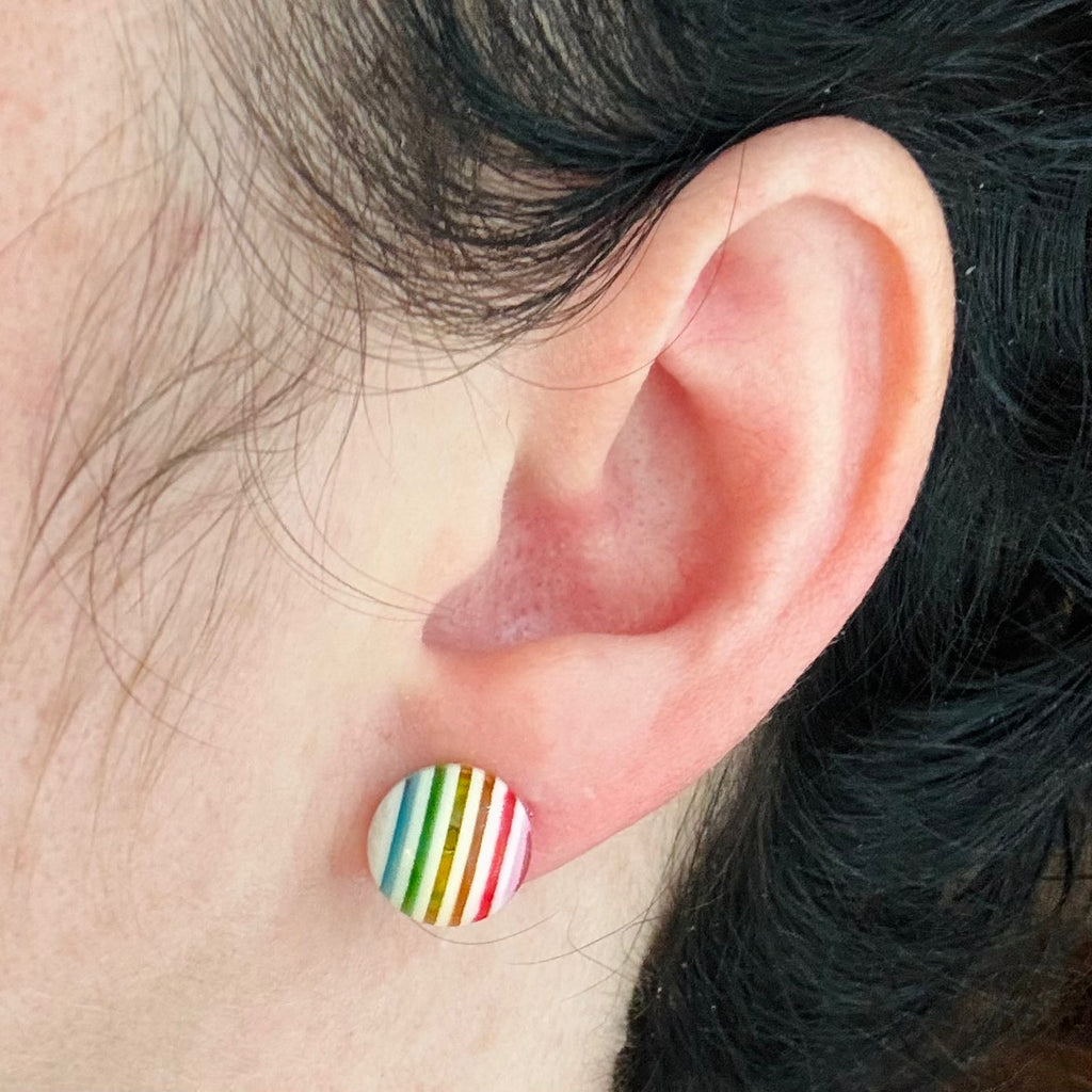 Light Rainbow Stripes Stud Earrings