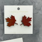 Fall Maple Leaf Earrings, Fall Wood Stud Earrings
