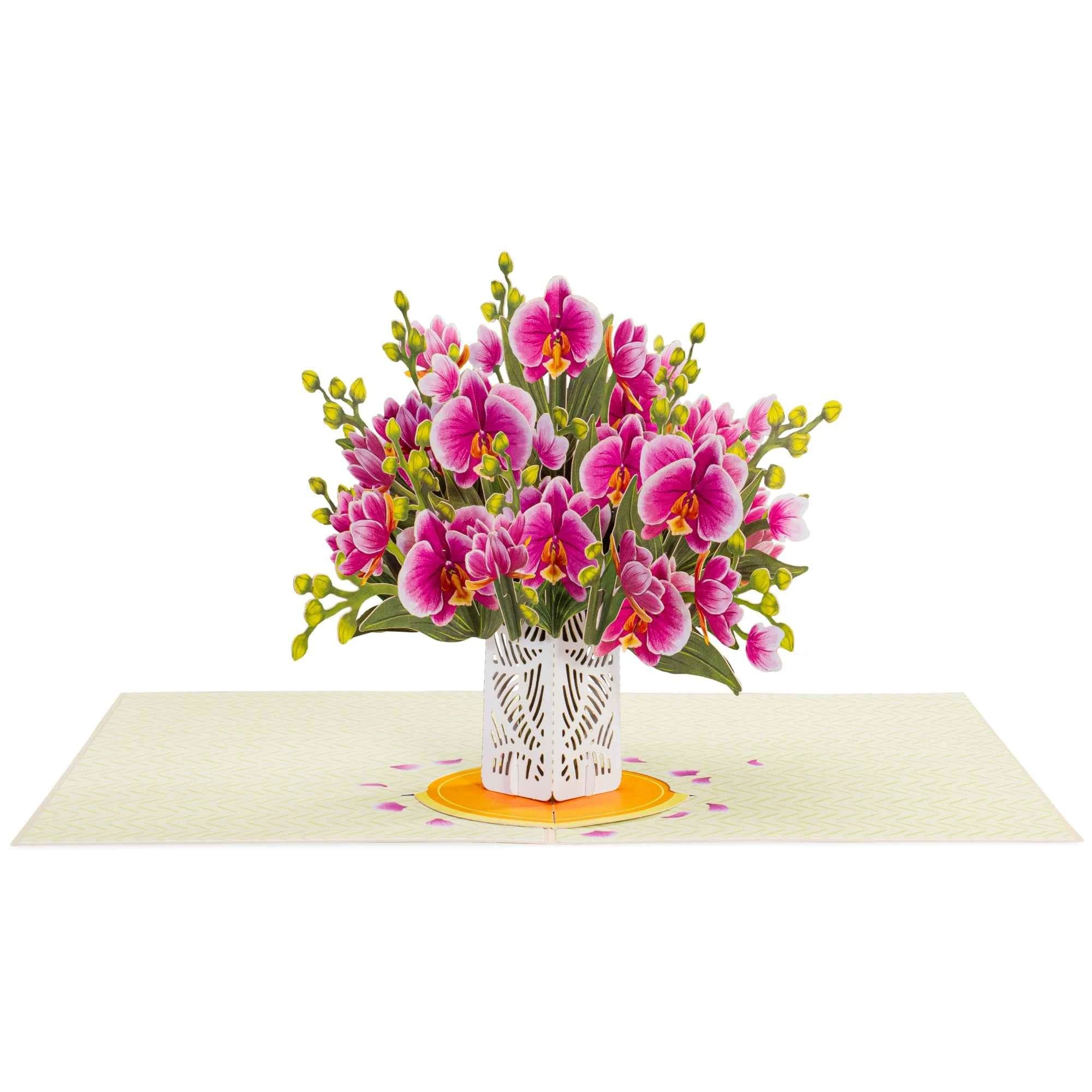 Orchid Flower Bouquet Pop-Up Card with Keepsake by Paper Love