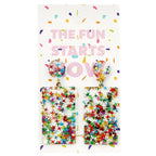 Fun Starts Now Party Earrings | Confetti Glitter Acrylic Novelty Earrings | 2.5" x 4.5" by The Bullish Store