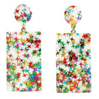 Fun Starts Now Party Earrings | Confetti Glitter Acrylic Novelty Earrings | 2.5" x 4.5" by The Bullish Store