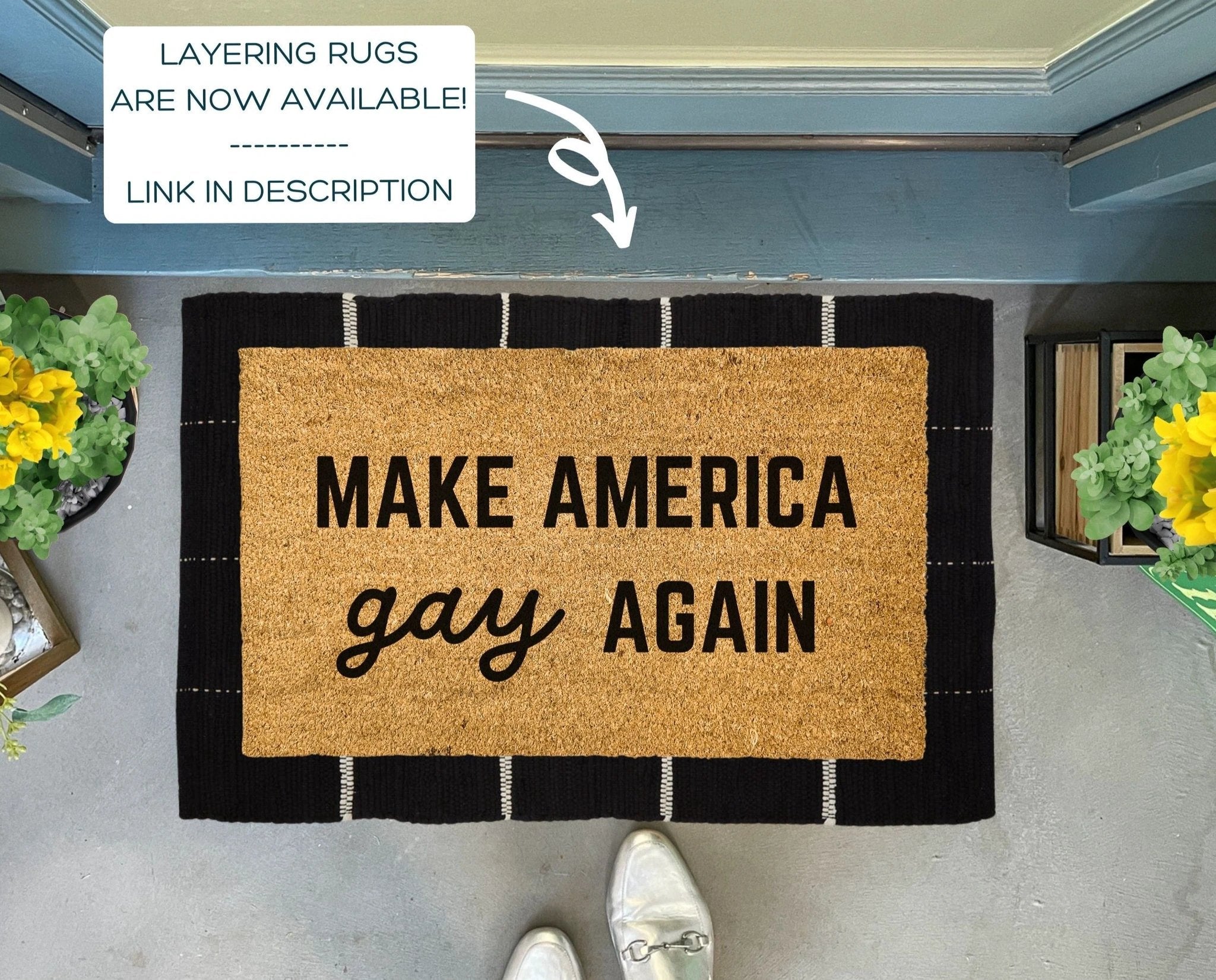 Make America Gay Again Funny Pride Doormat by Nickel Designs Custom Doormats