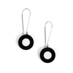 French Dot Pattern Long Wire Earrings (Black & White)