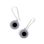 French Dot Pattern Long Wire Earrings (Gray & Black)