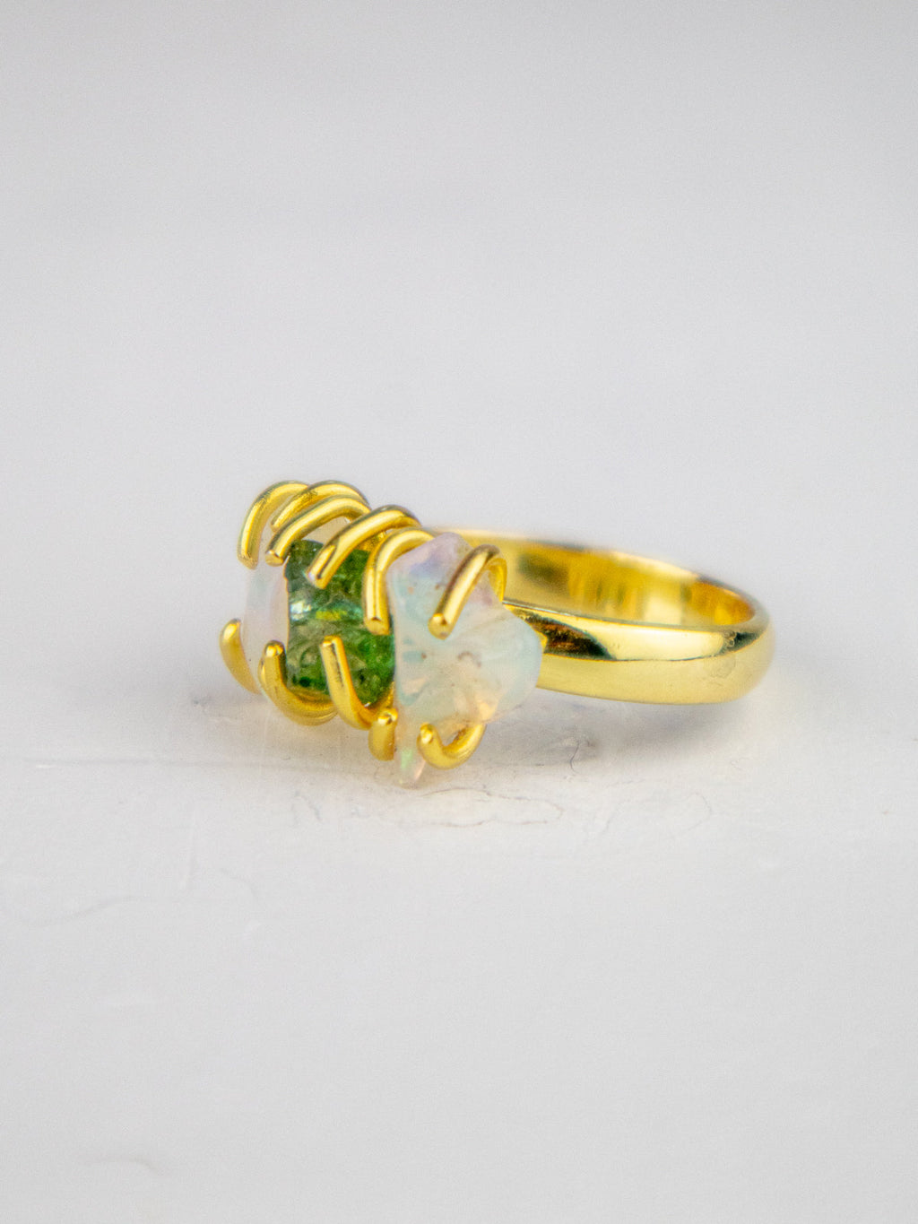 Opal/Peridot Cluster Ring - Gold