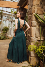 Genevieve Teal Long Dress with Slit by Raas