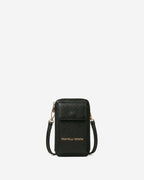 Giada (black) - Italian women's crossbody phone wallet with shoulder strap
