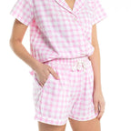 Gingham Pajamas Short Set in Pink | Button Top and Shorts Sleepwear [Sizes SM-L] by The Bullish Store