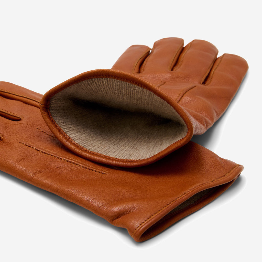 Giovanni (cognac) - Classic Italian lambskin leather gloves with cashmere lining