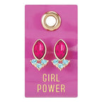 Girl Power Gemstone Leather Tag Earrings by The Bullish Store