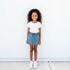 Girls' Denim Bow Skort in Medium Wash