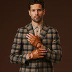 Giuseppe (cognac) - Italian lambskin fingerless leather driving gloves