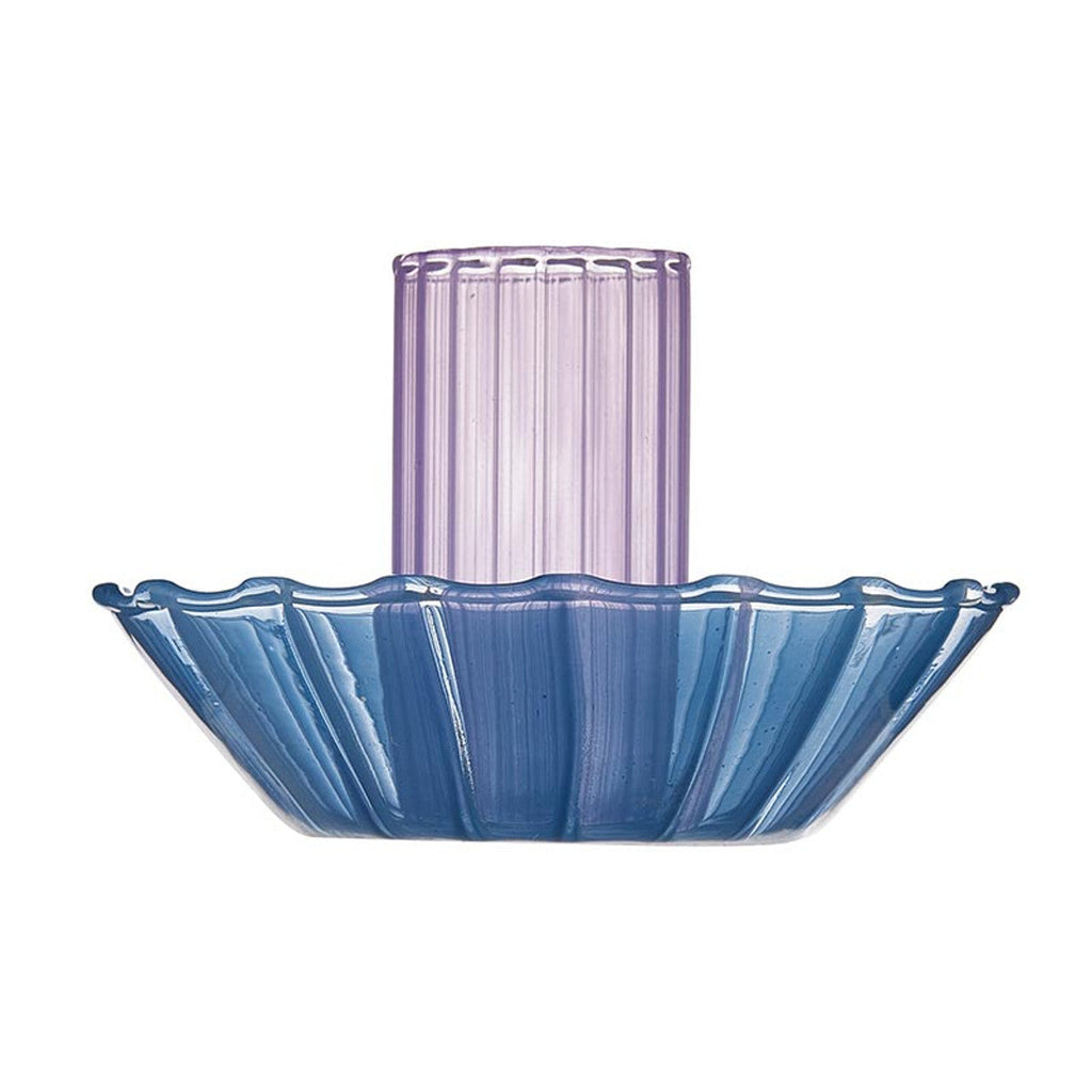 Glass Candle Holder in Blue-Purple | Aesthetic Candle Sticks Holder in Tinted Glass | 3.5"