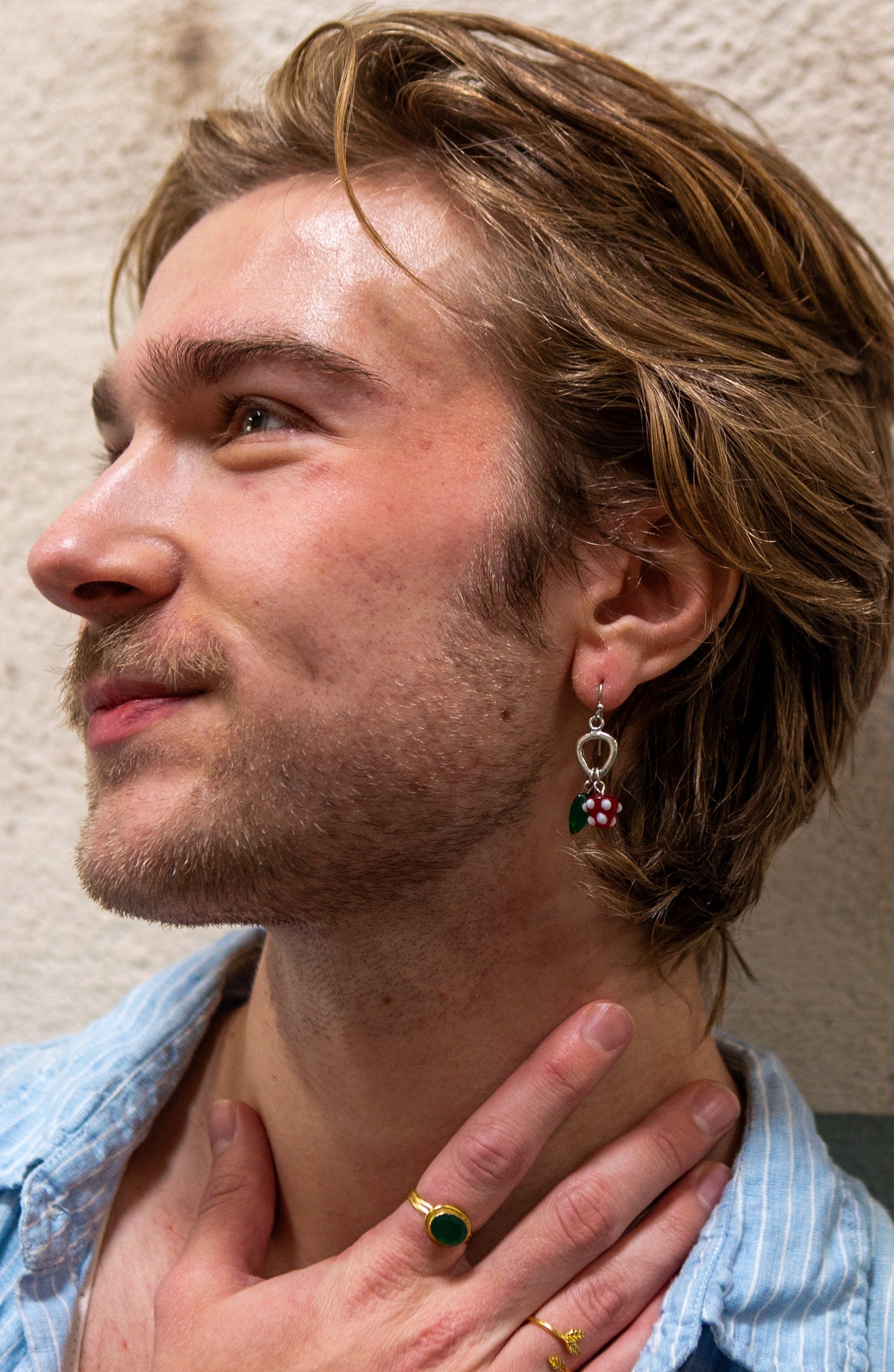 Glass Charm Earrings - Strawberry