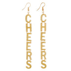 Glittery Cheers Letter Hook Earrings | Dangle Acrylic Novelty Jewelry by The Bullish Store