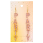 Glittery Party Letter Hook Earrings | Dangle Acrylic Fashion Jewelry by The Bullish Store