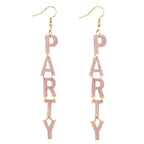 Glittery Party Letter Hook Earrings | Dangle Acrylic Fashion Jewelry by The Bullish Store