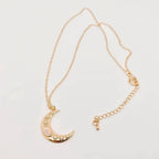 Golden Star Moon Inlaid Opal Pendant Necklace | Fashion Chain Jewelry by The Bullish Store