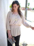 Golden Arc Fringed Necklace by Fair Anita