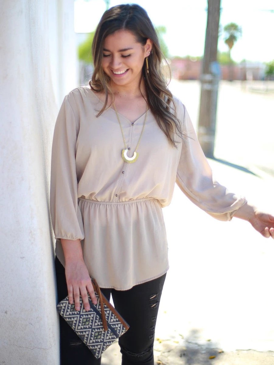 Golden Arc Fringed Necklace by Fair Anita