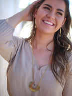 Golden Arc Fringed Necklace by Fair Anita