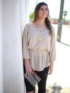 Golden Arc Fringed Necklace by Fair Anita