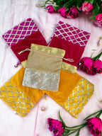 Silk, Velvet, Gota Patti Potli , Set of 5