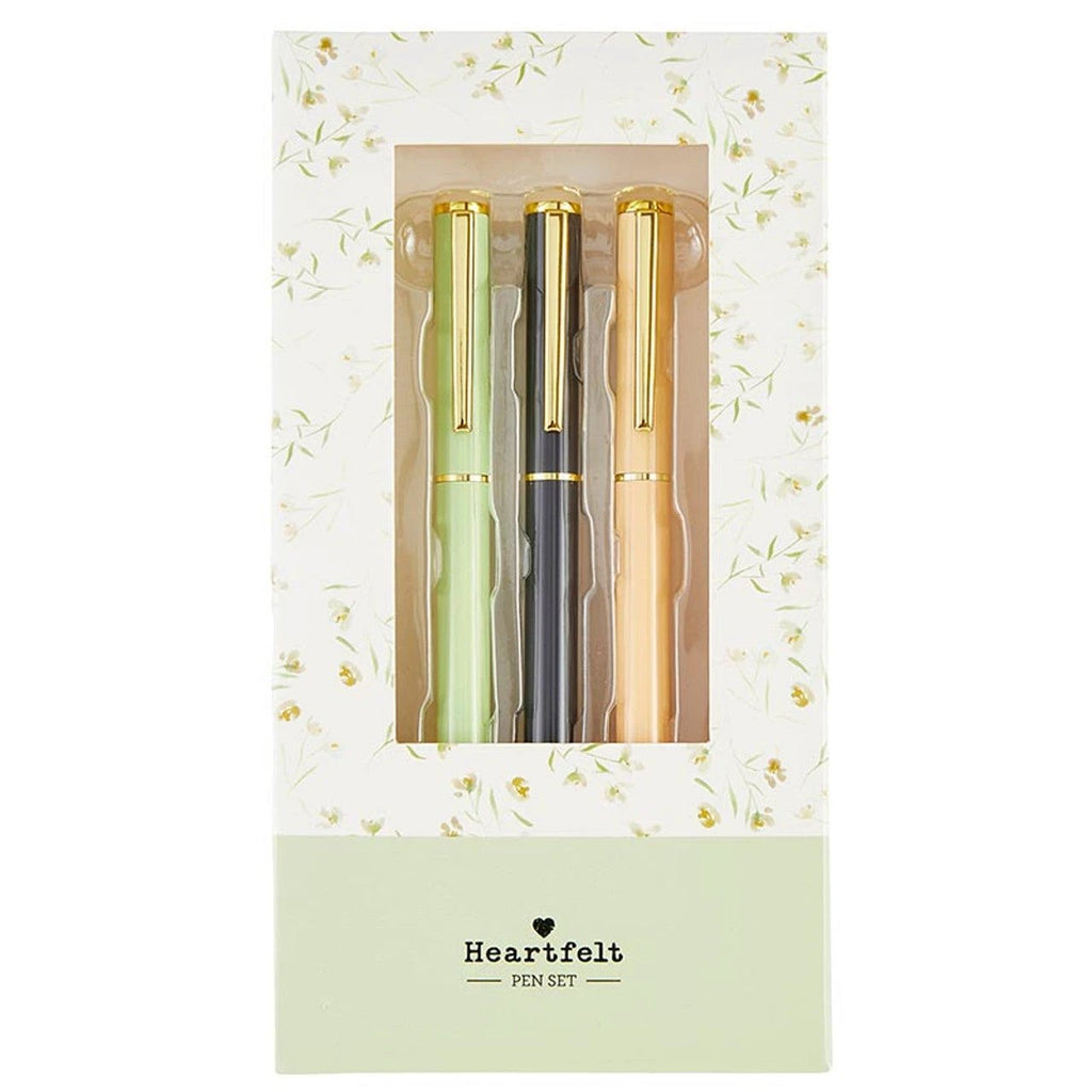 Gratitude 3 Piece Pen Set | Set Of 3 Giftable Pens in Floral Box | Refillable | Gifts For Her by The Bullish Store