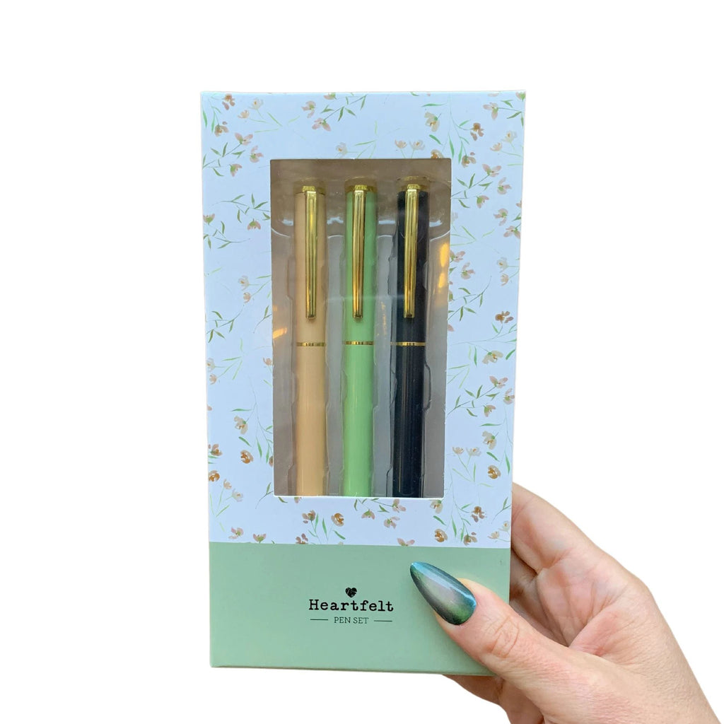 Gratitude 3 Piece Pen Set | Set Of 3 Giftable Pens in Floral Box | Refillable | Gifts For Her by The Bullish Store