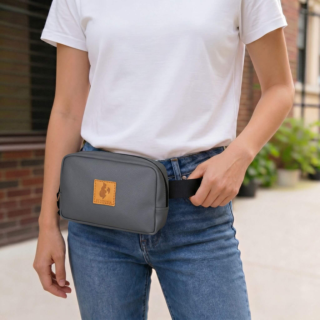 Vegan Leather Belt Bag for Men & Women, Crossbody Fanny Pack