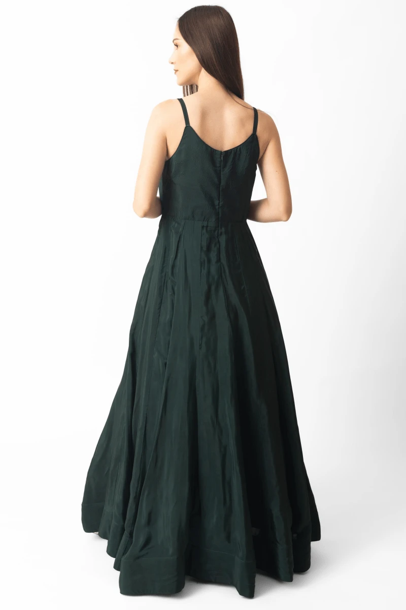 Mirena Green A-Line Long Dress by Raas